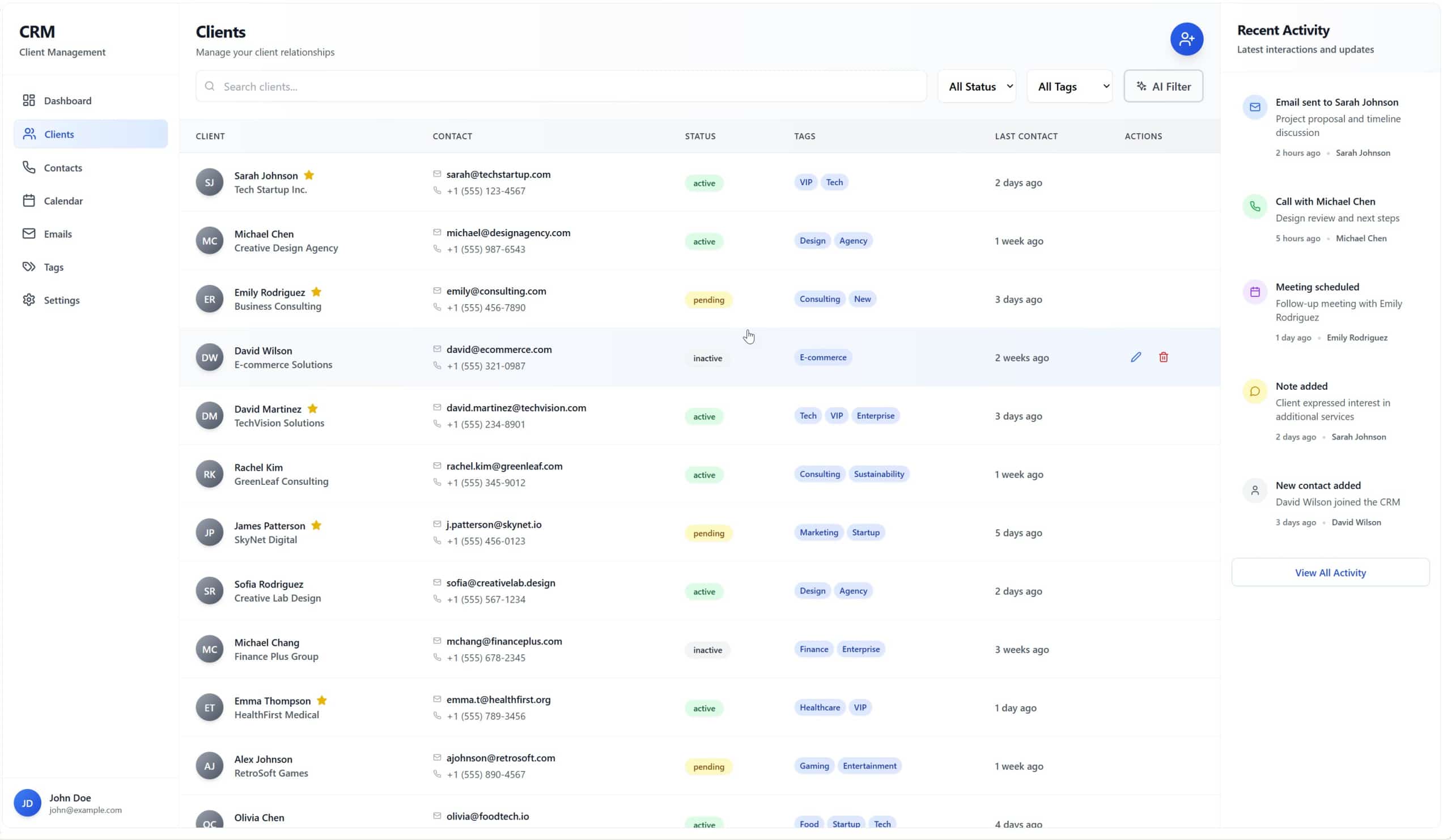עמוד פנימי אפיון מערכת CRM